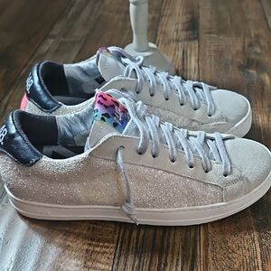 P448 Glitter Sneakers Luxury Brand (Made In Italy) Quality Suede Leather